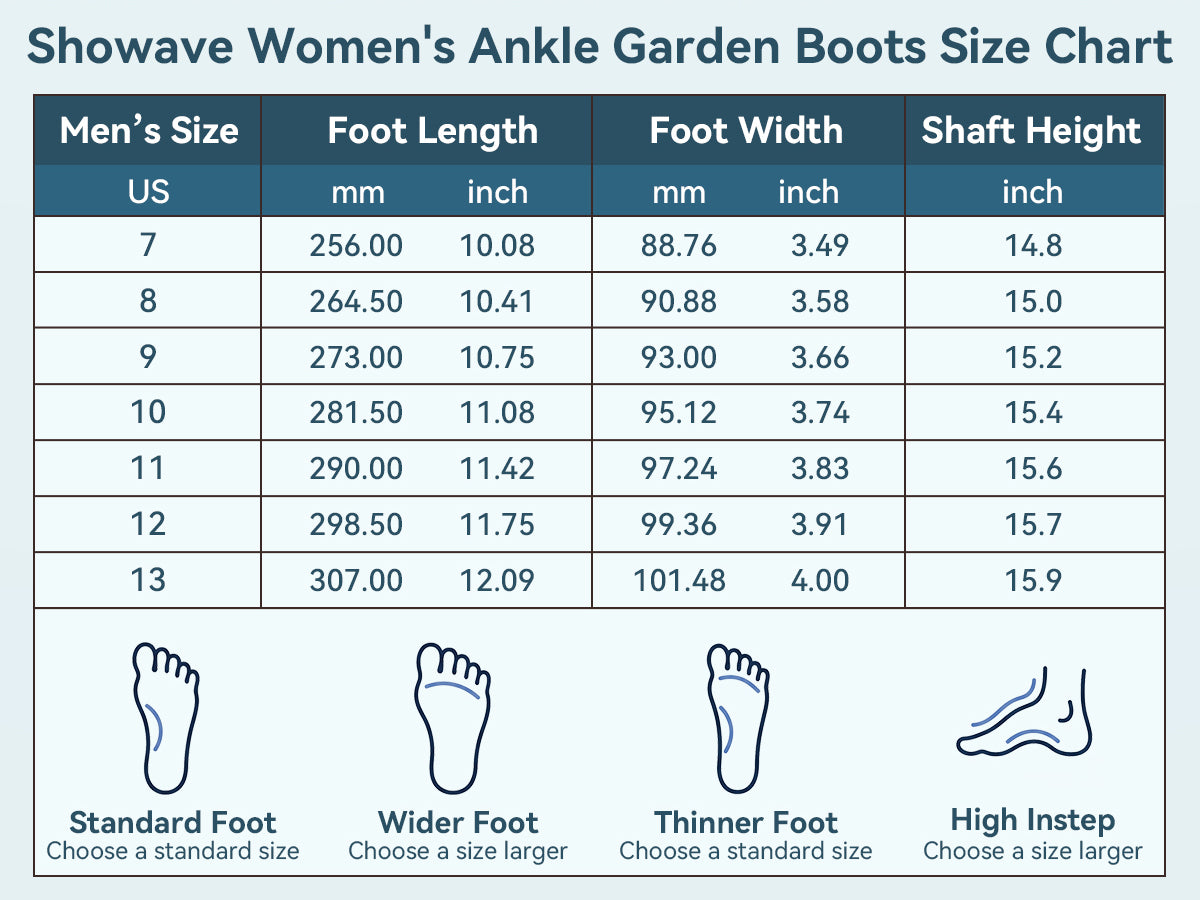 Showave Women's Garden Boots Short Rubber Rain Boots Waterproof Mud Boot For Farming Working Outdoor