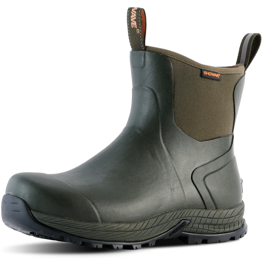 Showave Men's Rain Boots Waterproof Excursion Rubber Boots Insulated Mud Booties