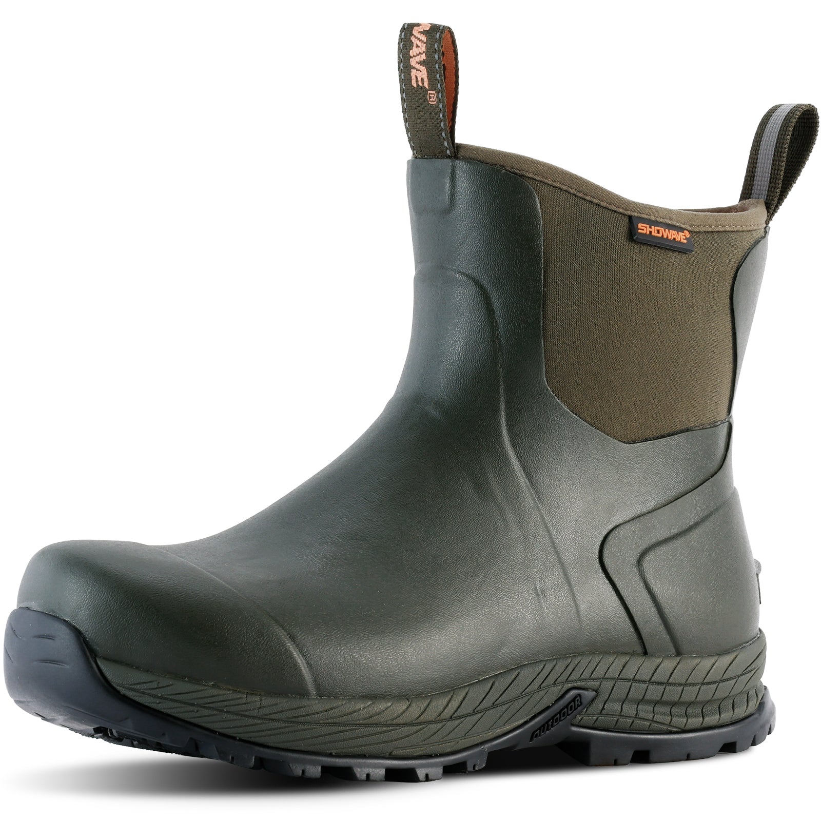 Showave Men's Rain Boots Waterproof Excursion Rubber Boots Insulated Mud Booties