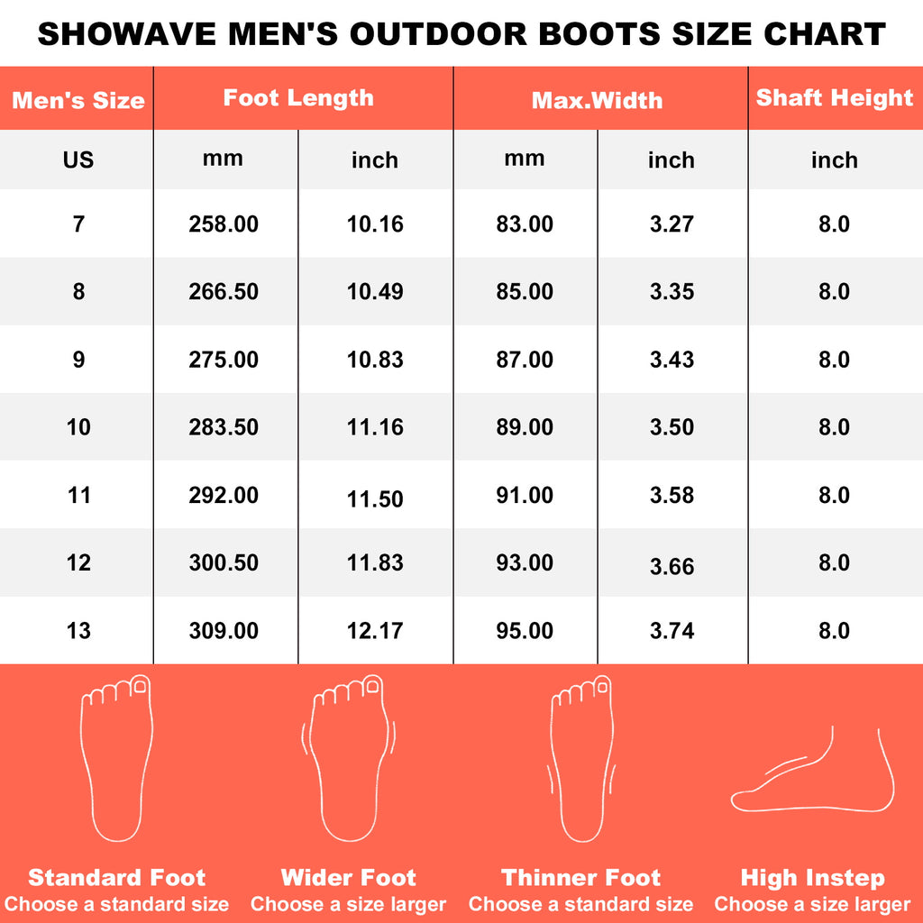 Showave Men's Rain Boots Waterproof Excursion Rubber Boots Insulated Mud Booties