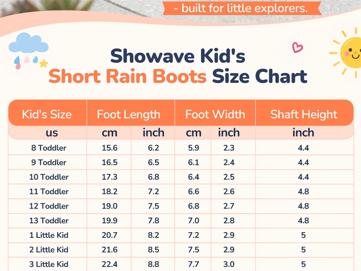 Showave Kid's Rain Boots - Lightweight Waterproof Mud Boots for Boys & Girls